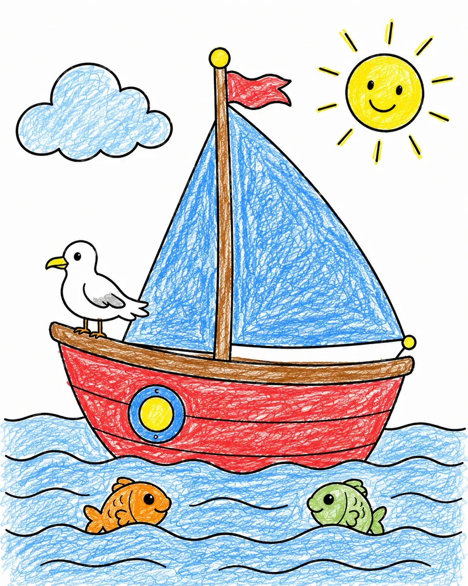 Kleines Segelboot auf ruhiger See