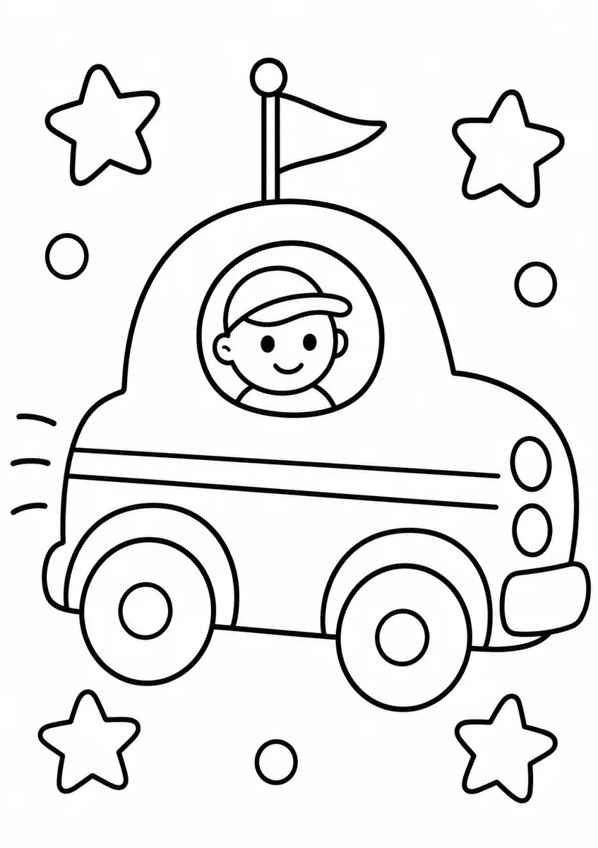 大轮子条纹彩色玩具车