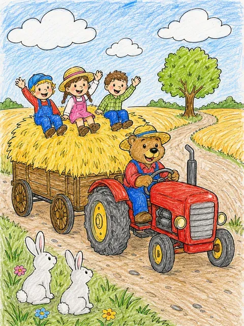 Traktor mit Heuwagen im Sommer – So könnte es aussehen