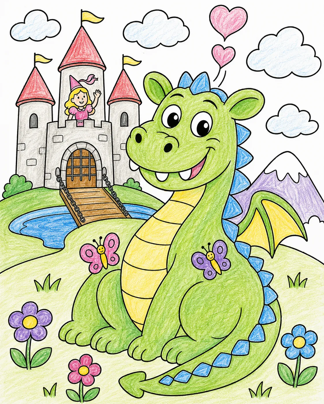 Der freundliche Drache vor dem Schloss