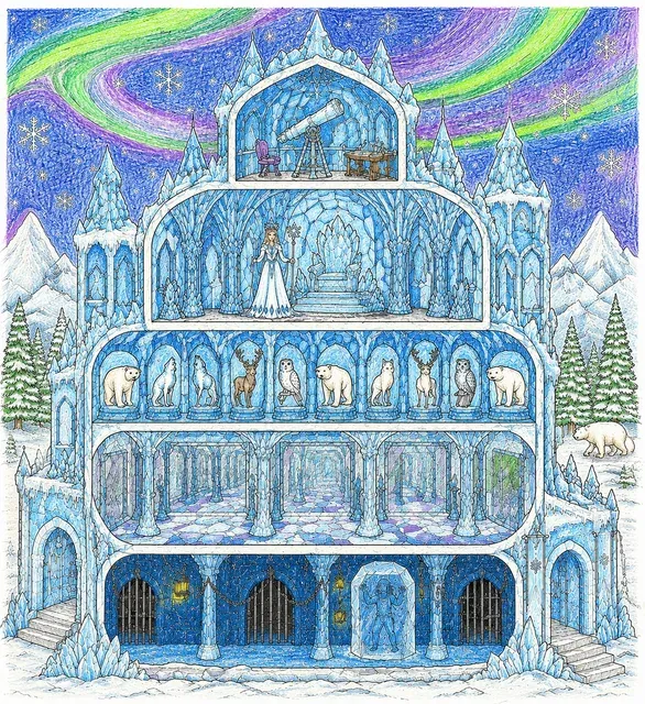 雪女王的冰宫 – 涂色效果预览