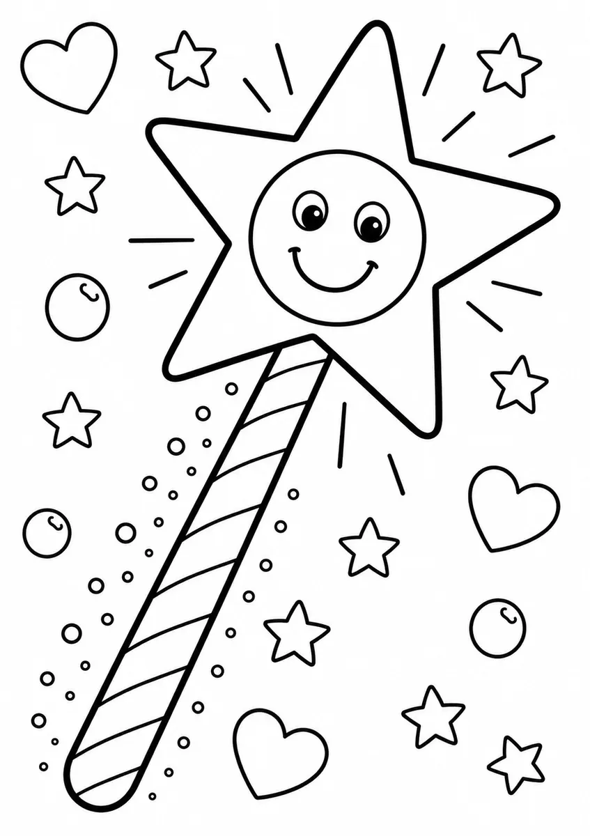 Großer Zauberstab mit übergroßem Smiley-Stern an der Spitze