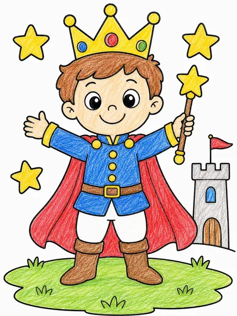 Kleiner Prinz mit goldener Krone und Zepter