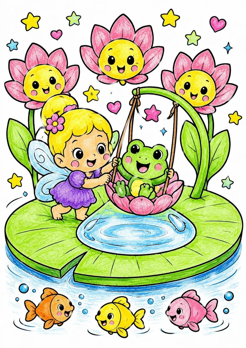 Baby-Fee und Baby-Frosch spielen zusammen