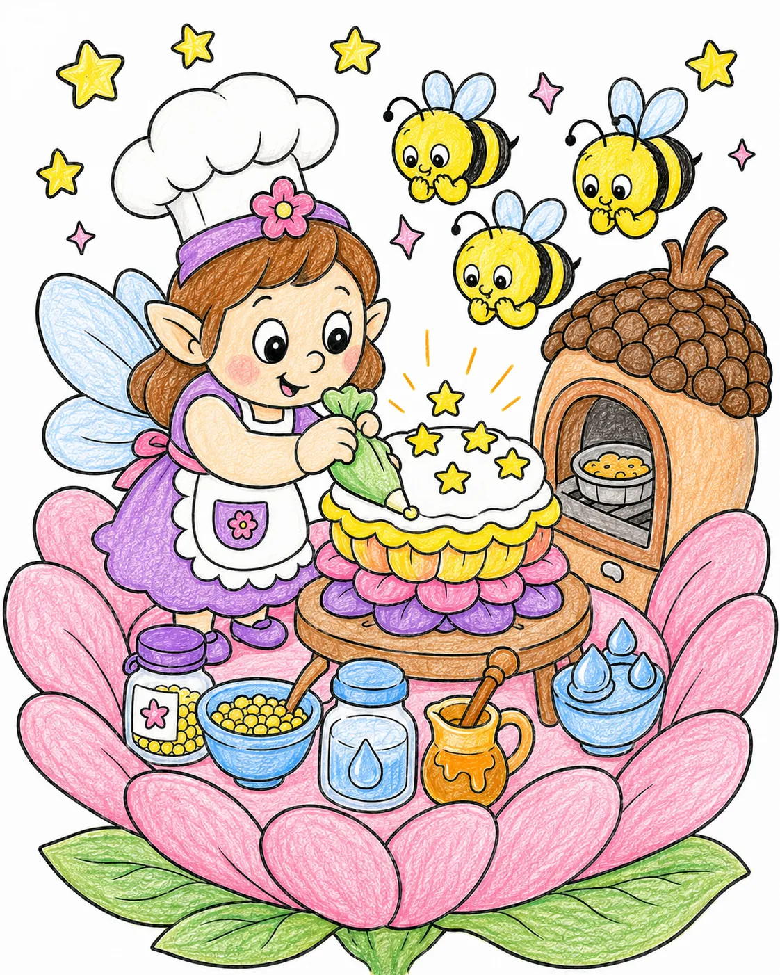 仙女烤花朵蛋糕
