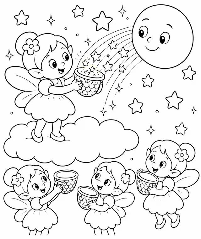 El hada recoge luz de luna en un cubo
