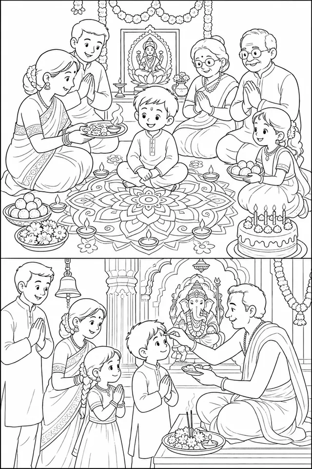 Geburtstag in Indien: Rangoli-Muster, Tempelsegnung und Mitgebseltüten mit indischen Süßigkeiten — ein bunter indischer Geburtstag