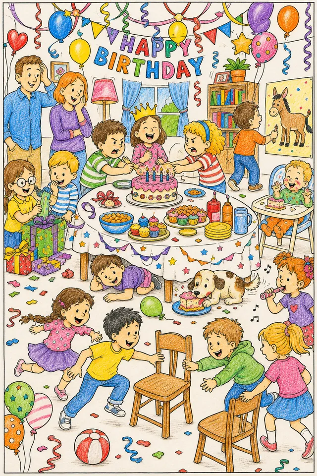 विमेलबिल्ड बच्चों का जन्मदिन: खेल, केक, उपहार, गुब्बारे और हर जगह खुशनुमा बच्चों की शानदार गड़बड़ – ऐसा दिख सकता है