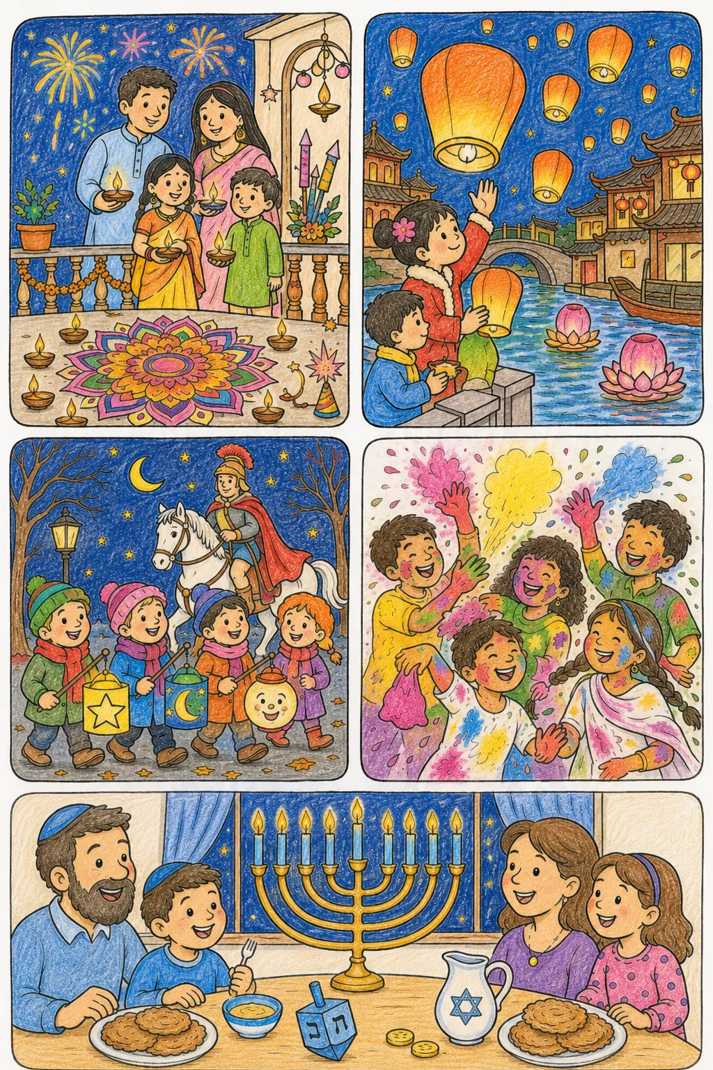 光明节日图集：排灯节、灯笼节、胡里节、圣马丁和光明节——世界如何庆祝光明