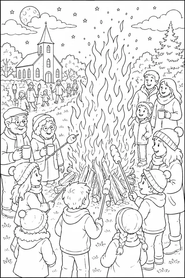 The Easter Fire: A Large Bonfire on Easter Saturday Night Radiates Warmth and Light onto the Whole Community