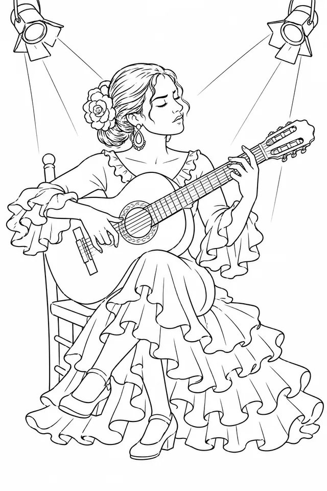 Flamenco-Gitarristin auf der Bühne