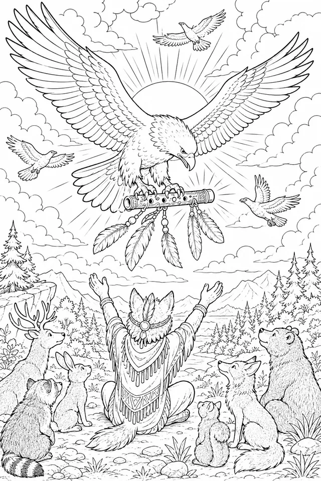 Eagle Brings the Sacred Flute as a Gift