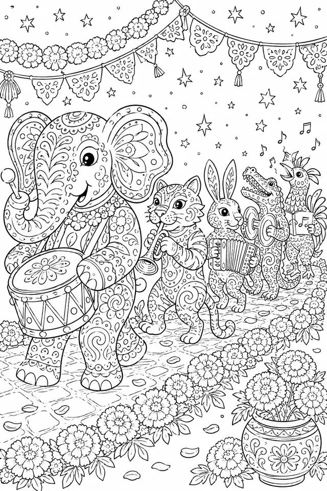 Alebrije-Tiere im Festzug mit Musik