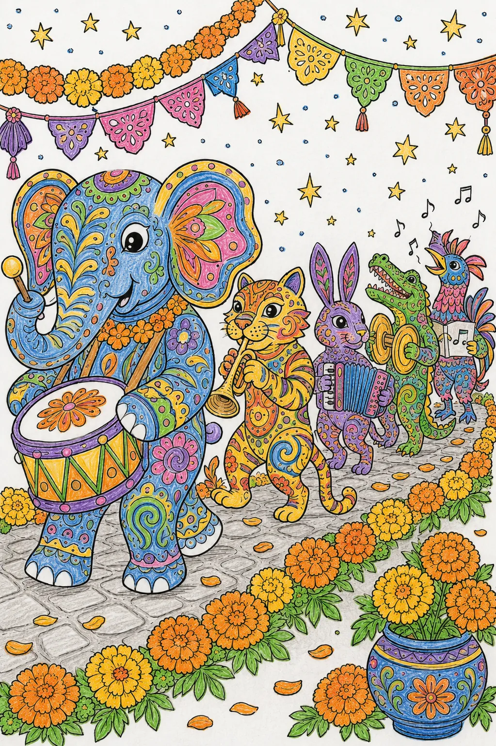Alebrije Animals in Festive Procession with Music