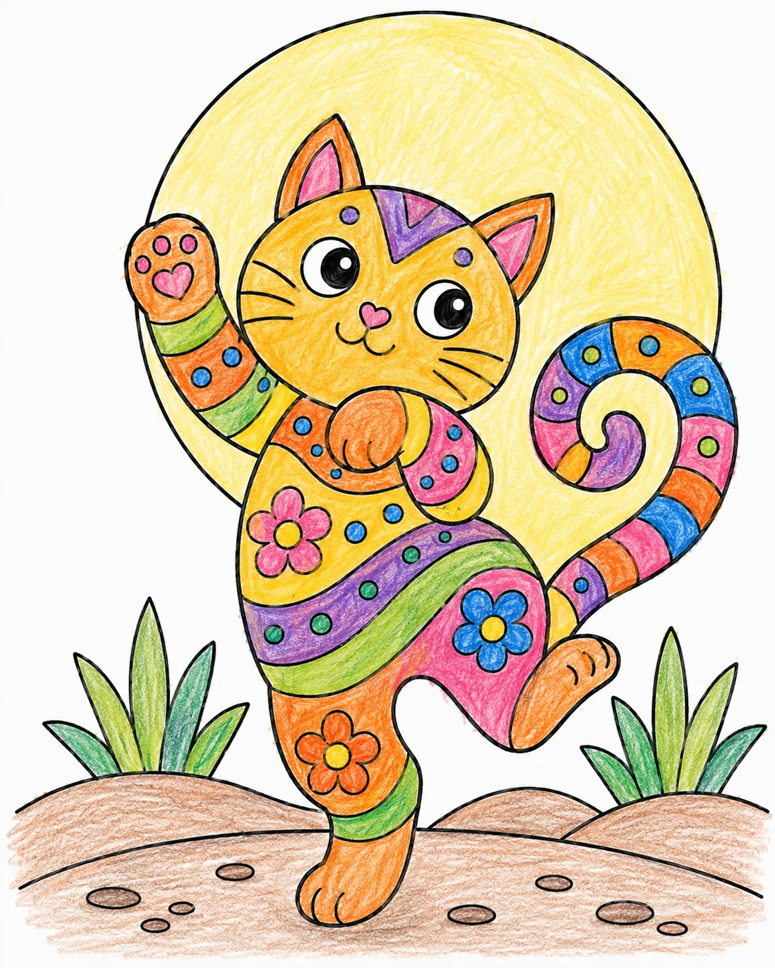 Alebrije-Katze tanzt im Mondlicht
