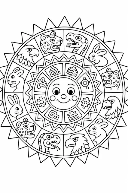 Aztekischer Kalender als kindgerechtes Muster