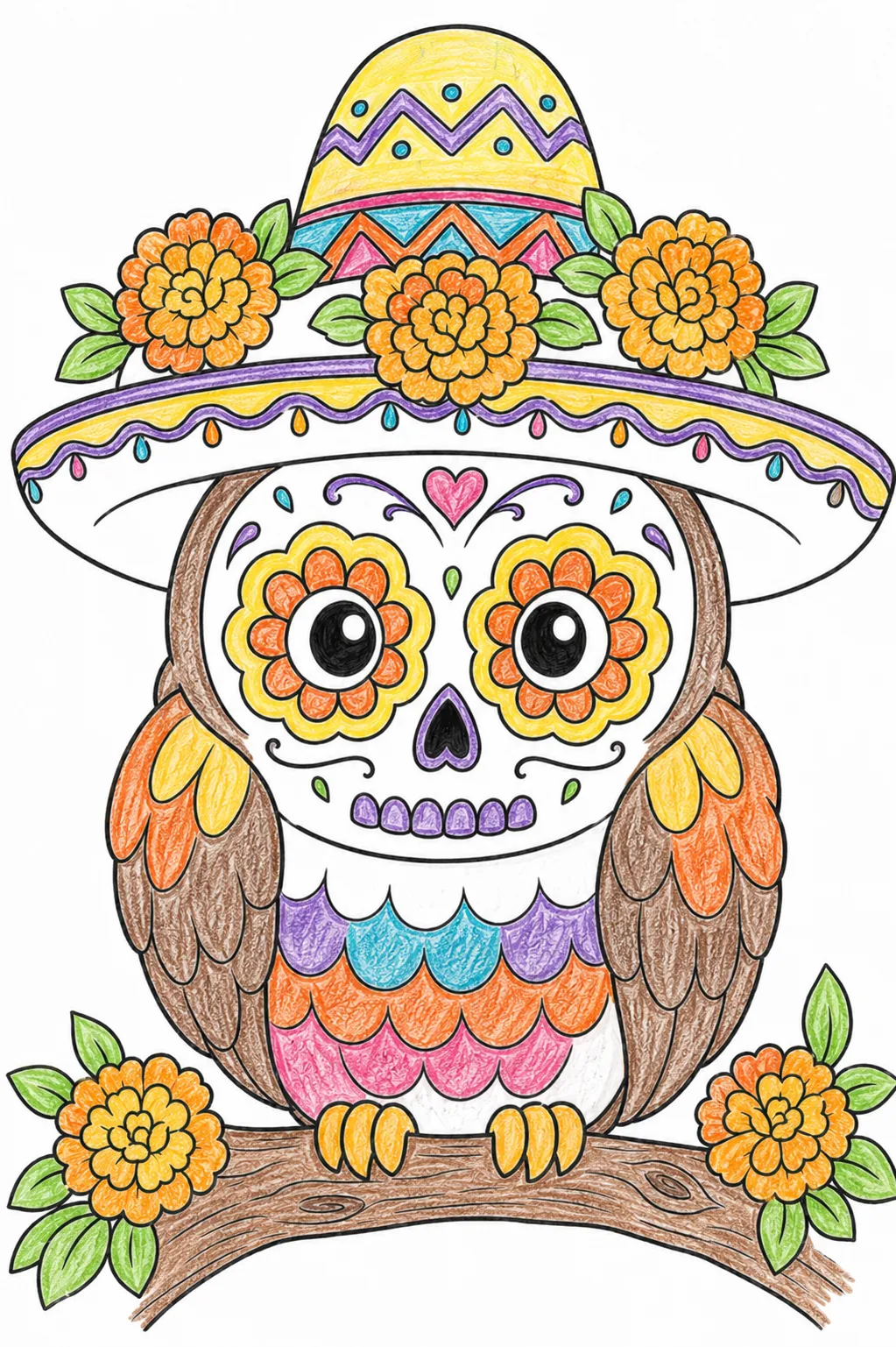 Catrina-Eule trägt einen Sombrero