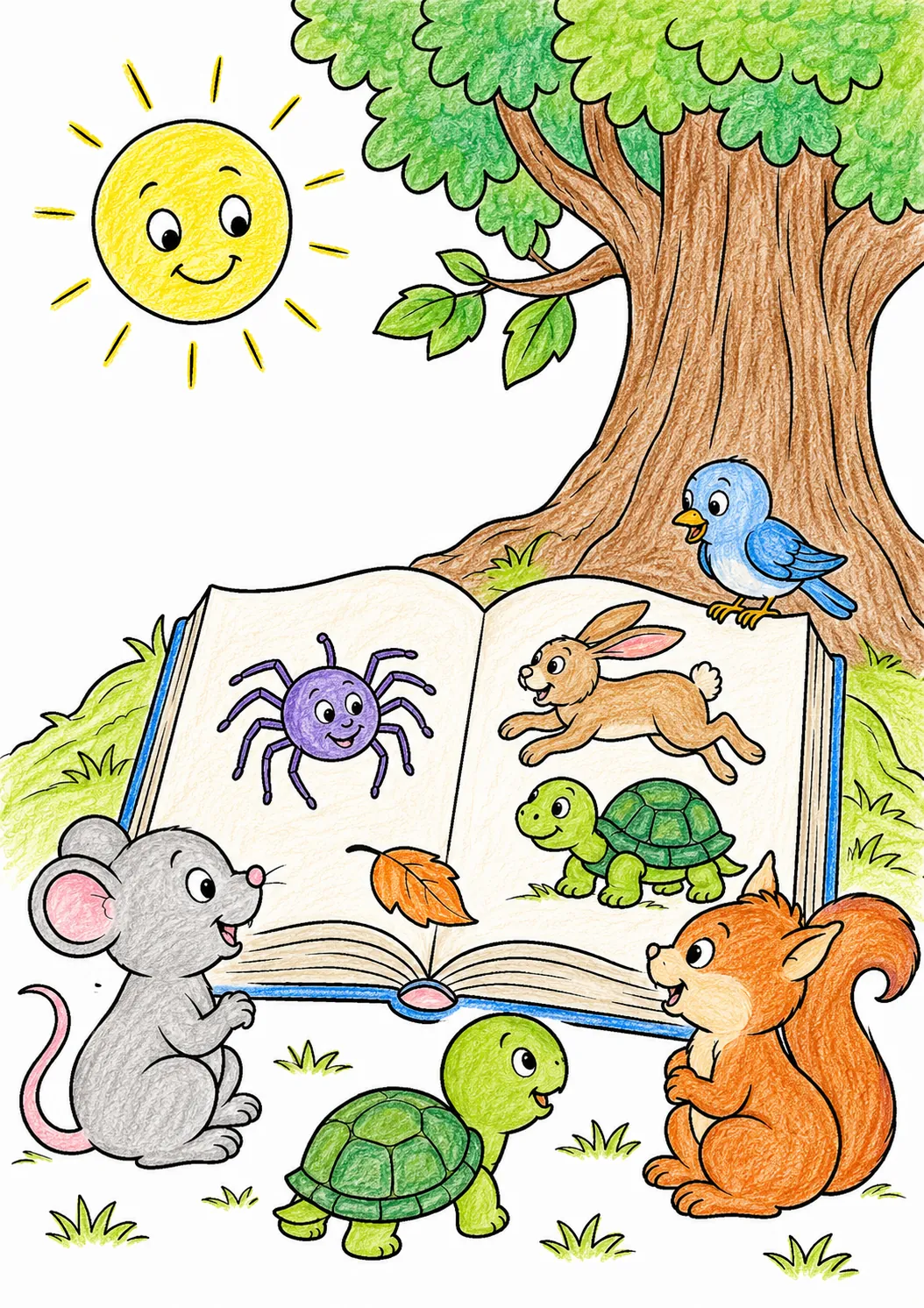 The Animal Fables Book Lies Open at the Tree