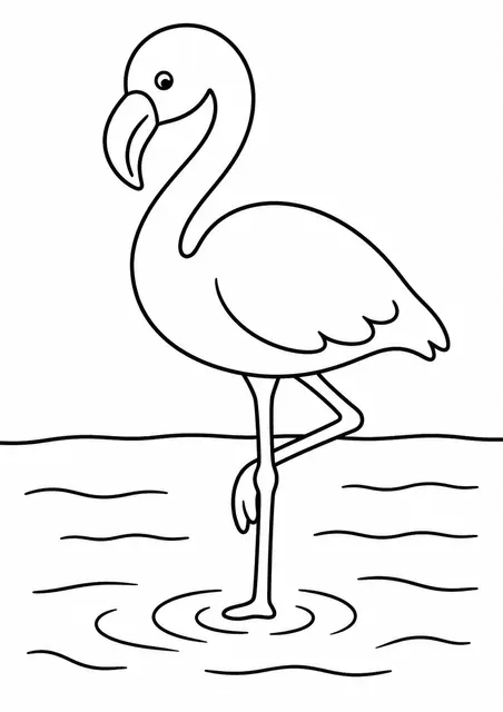 Flamingo steht auf einem Bein im flachen See