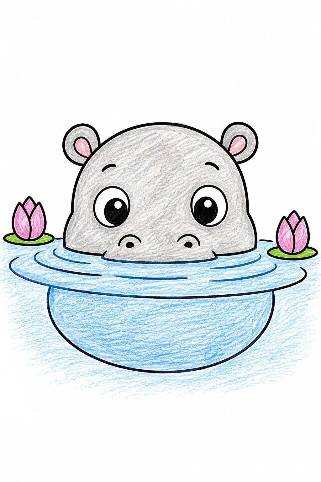 Flusspferd-Baby schaut aus dem Wasser