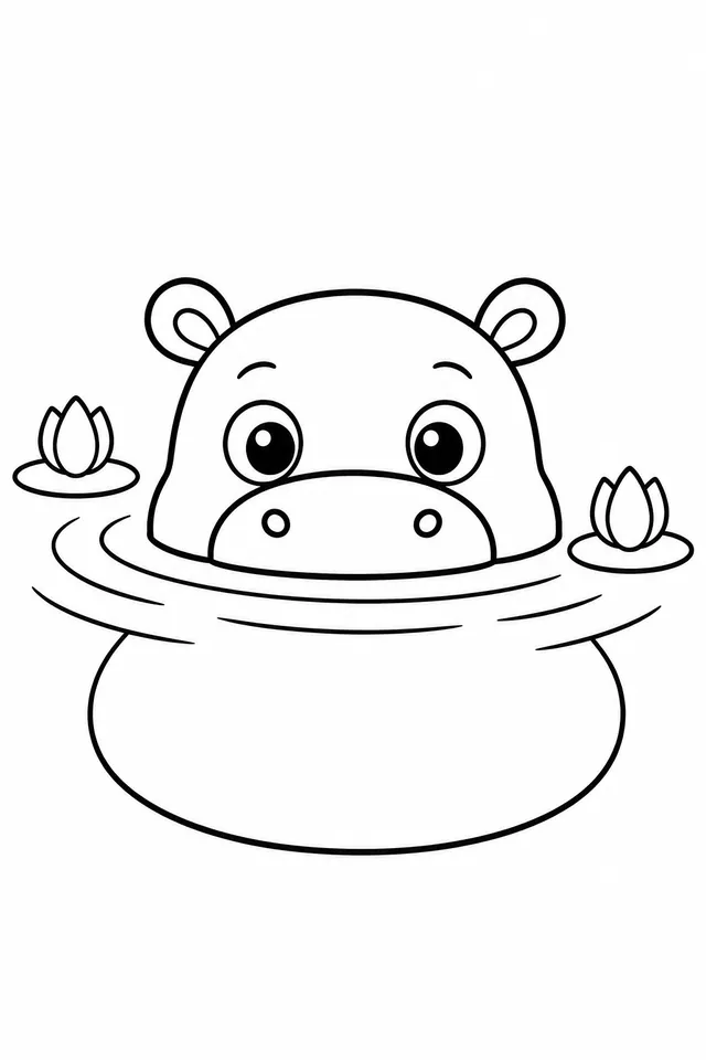 Flusspferd-Baby schaut aus dem Wasser