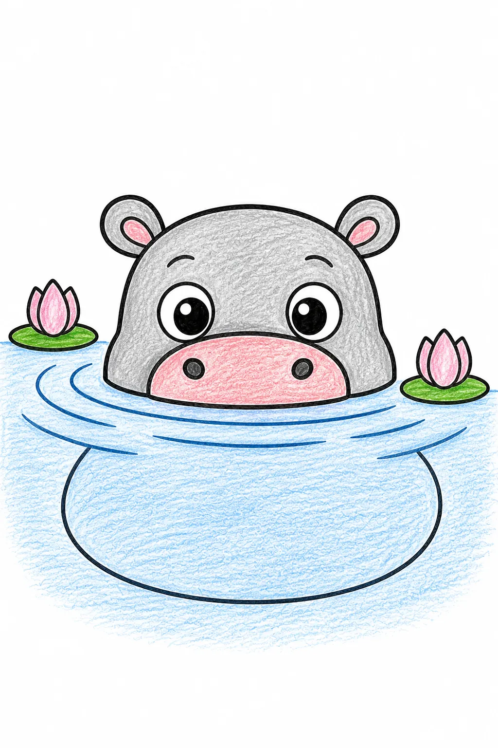 小河马从水中探出头来