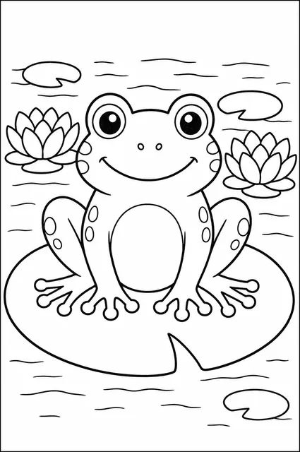 Frosch sitzt auf einer Seerose im tropischen Teich