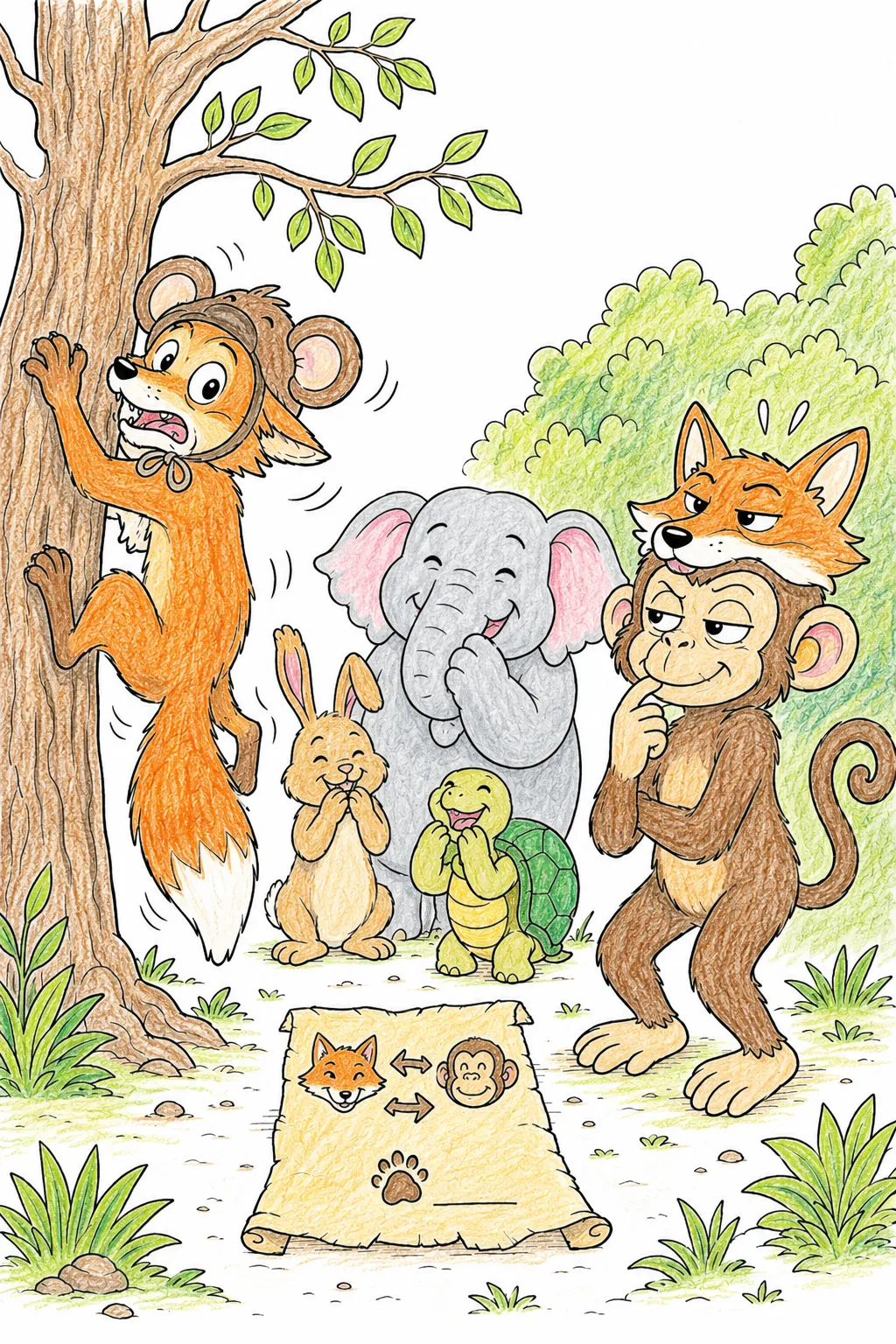 Fox and Monkey Swap Their Roles for a Day