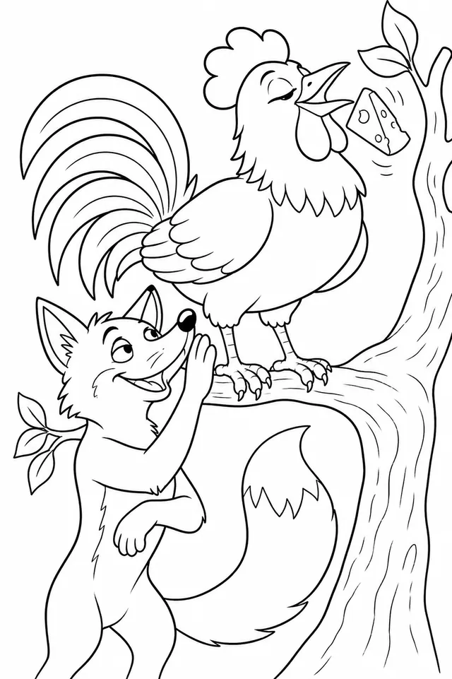 Fox Whispers the Flattering Word into the Cockerel's Ear