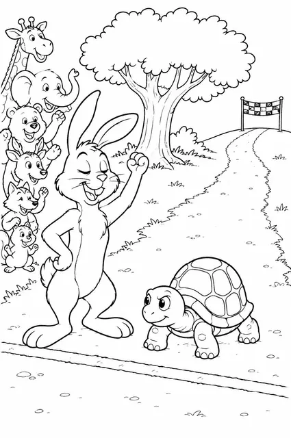 Hase und Schildkröte beginnen ihr berühmtes Rennen