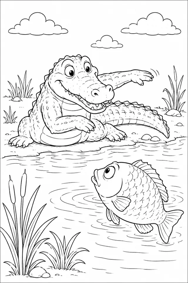 Crocodile Teaching the Nile Perch to Swim