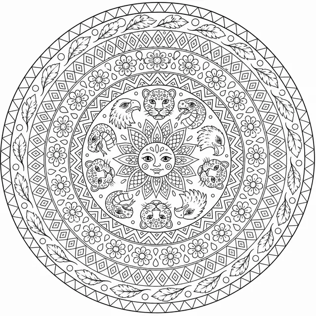 幻想阿莱布里赫民间艺术图案曼陀罗