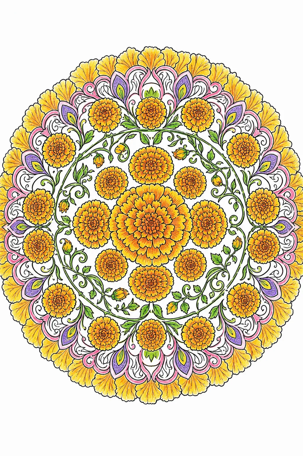Cempasúchil-Mandala-Blume detailliert