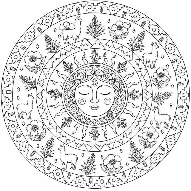 帕查妈妈与安第斯花卉曼陀罗