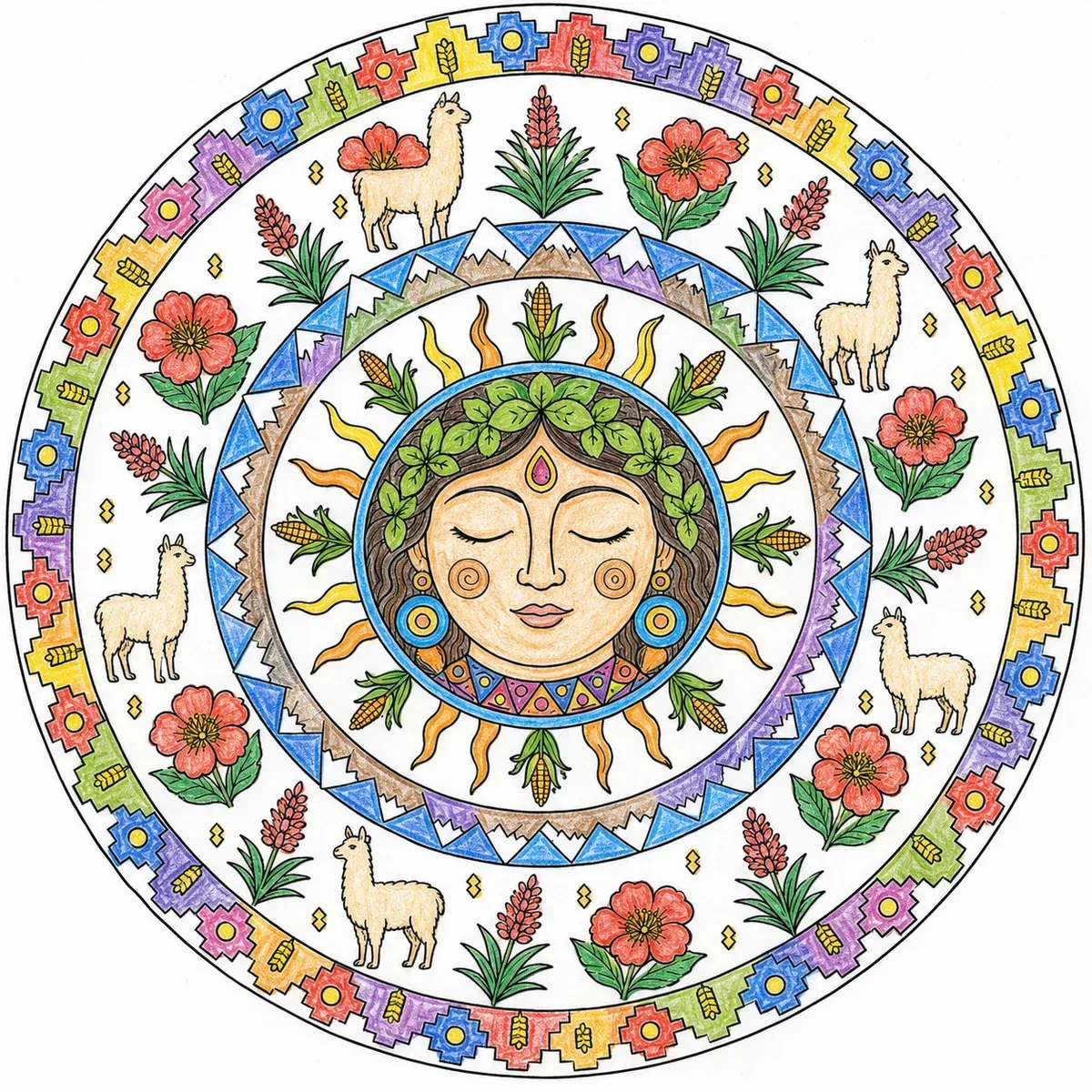 Pachamama-Mandala mit Andenblumen