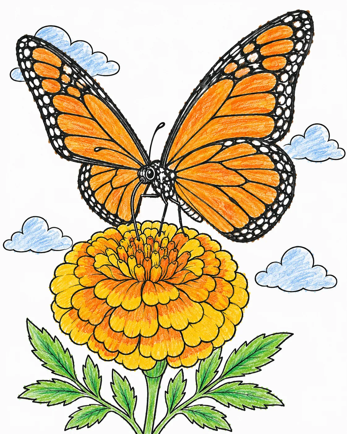 帝王蝶从花朵上采集花蜜