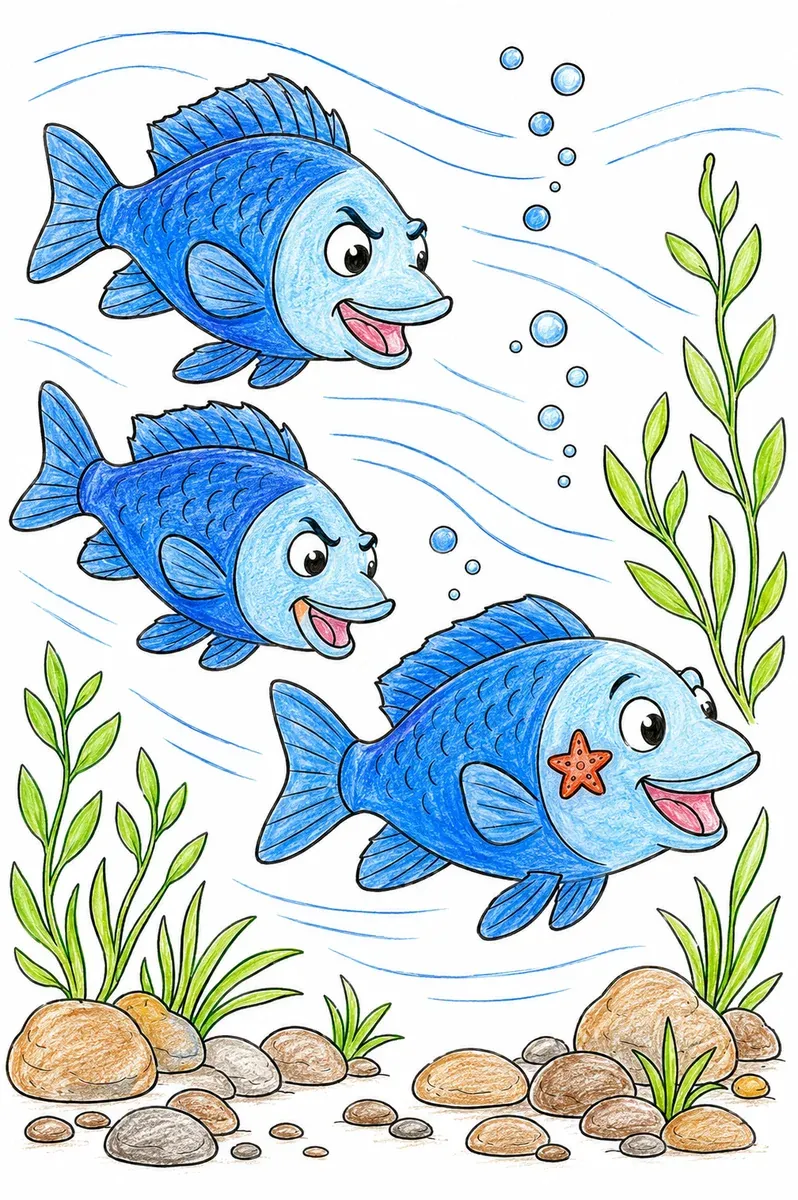 Blaue Nilbarsche spielen Fangen im Fluss
