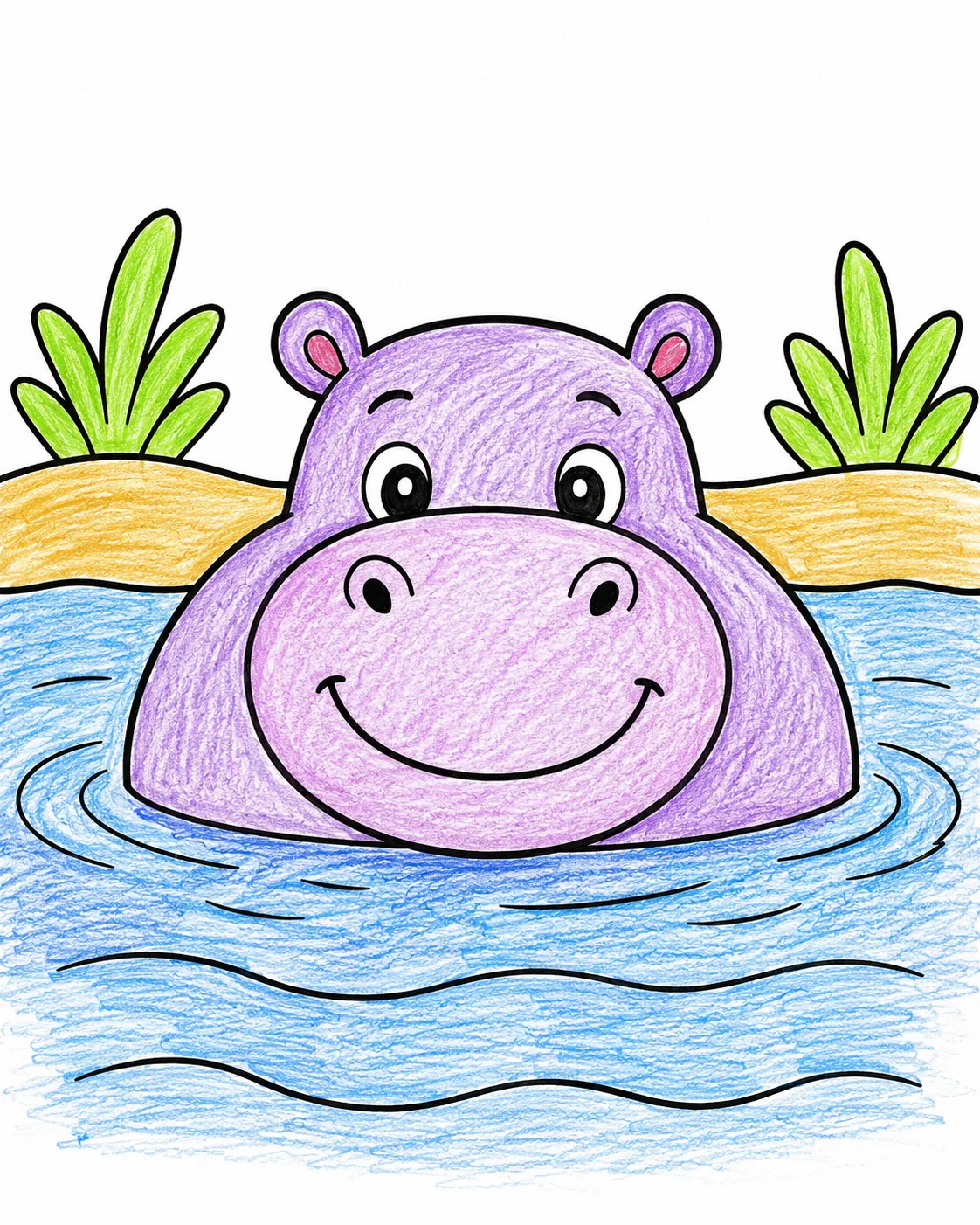 Nilpferd badet fröhlich im Fluss