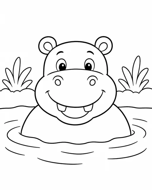 Nilpferd badet fröhlich im Fluss