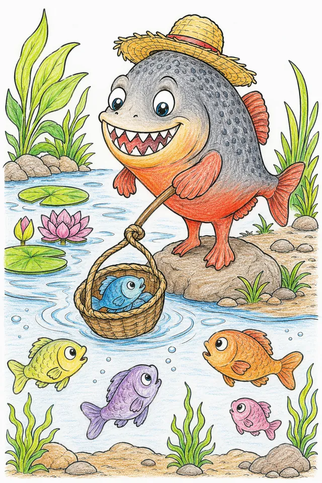 Piranha fischt friedlich mit eigenem Pflanzenkörb­chen – So könnte es aussehen