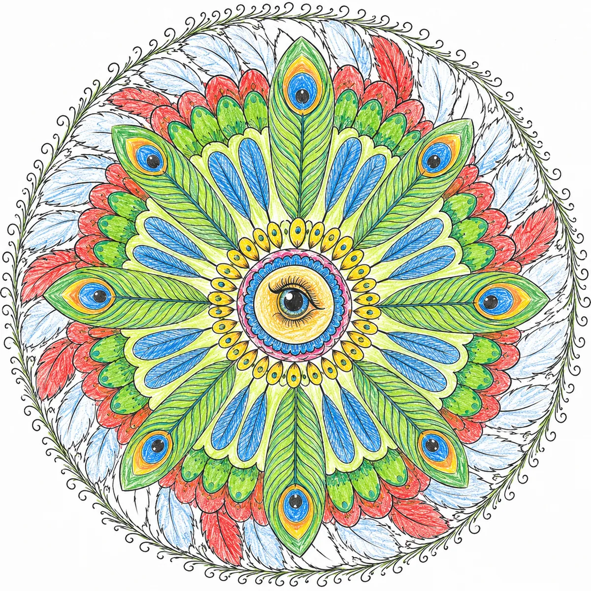 Quetzal-Feder-Mandala