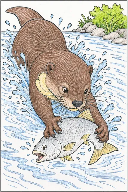 Riesenotter fängt geschickt einen Fisch im Amazonas – So könnte es aussehen