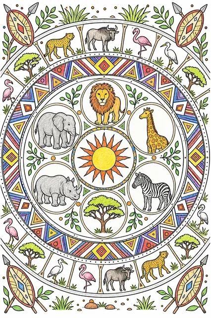 Afrikanisches Savanne-Mandala mit Tier-Motiven – So könnte es aussehen