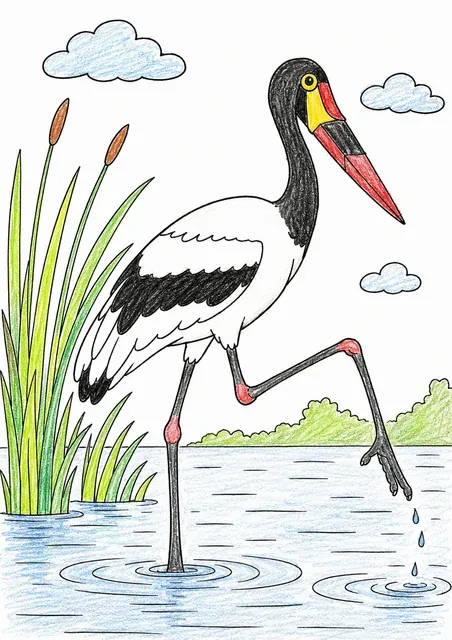 Storch marschiert stolz durch das Feuchtgebiet – So könnte es aussehen