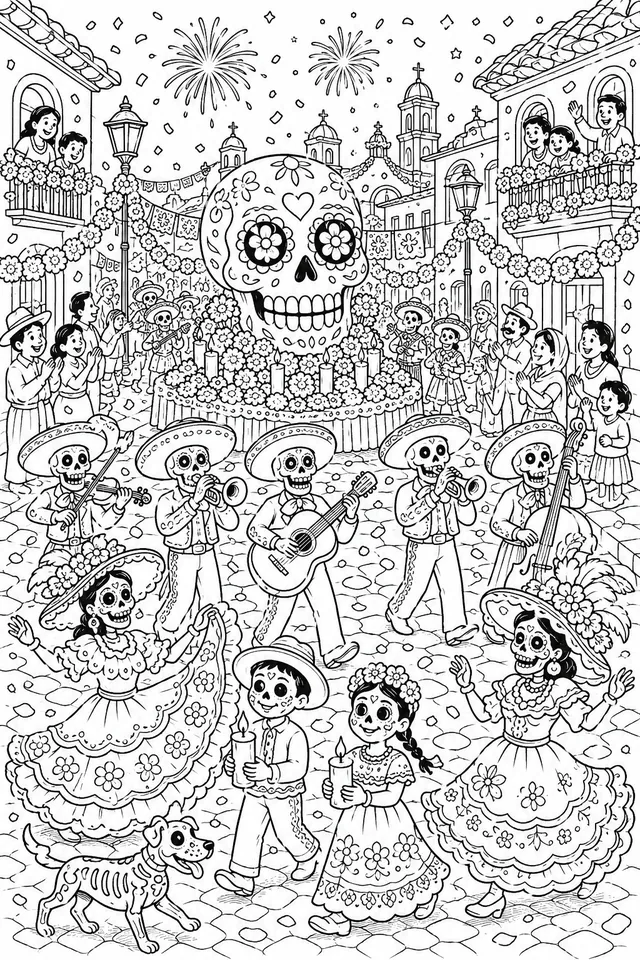 Día de los Muertos Street Procession with Music and Dance