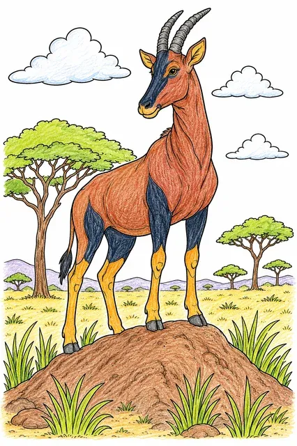 Topi-Antilope schaut stolz aus einem Hügel hervor – So könnte es aussehen