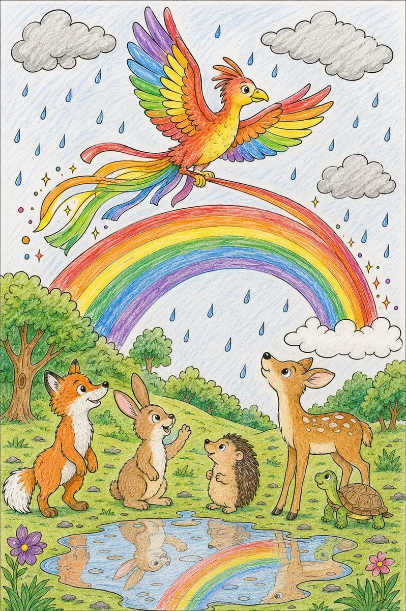 Vogel bringt den Regenbogen nach dem Sturm