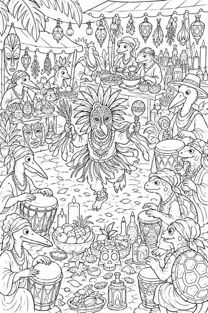 Voodoo-Markt als buntes Wimmelbild