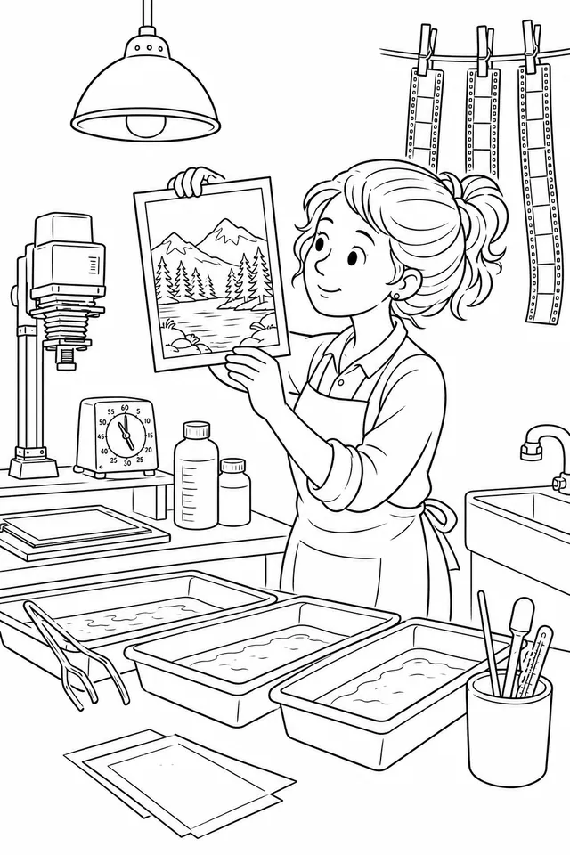 Photographer Developing Photos in the Darkroom