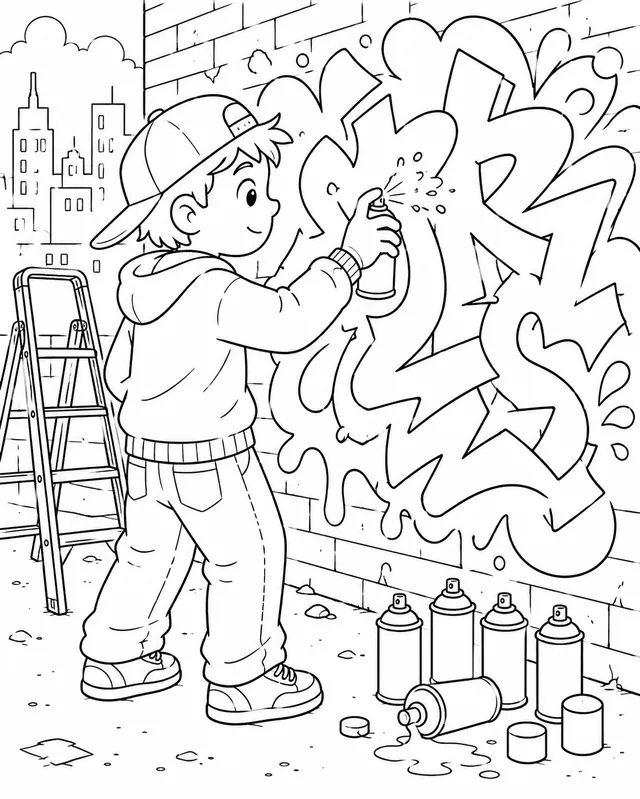 Graffitikünstler sprüht Wandgemälde